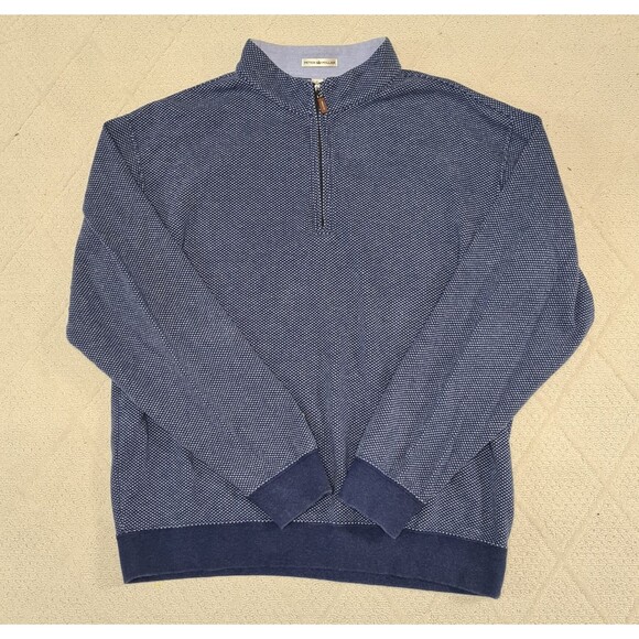 Peter Millar Golf Sweater Mens XL Half Zip Activewear Preppy Athleisure Dot Blue - Picture 1 of 7